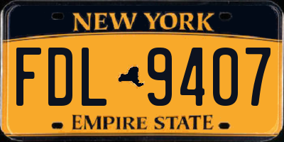 NY license plate FDL9407