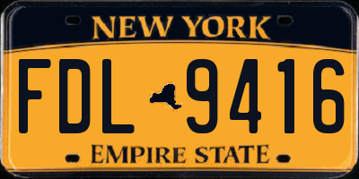 NY license plate FDL9416