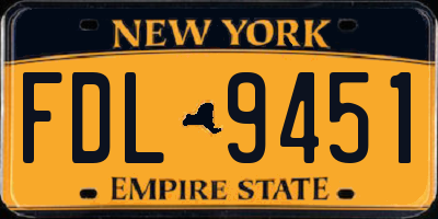 NY license plate FDL9451