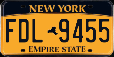 NY license plate FDL9455
