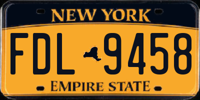 NY license plate FDL9458