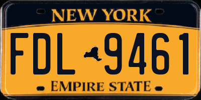 NY license plate FDL9461