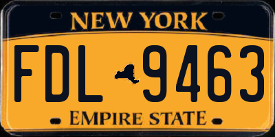 NY license plate FDL9463