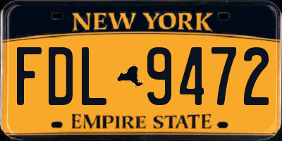 NY license plate FDL9472