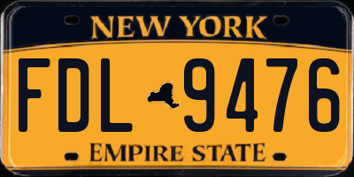 NY license plate FDL9476