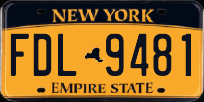 NY license plate FDL9481