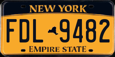 NY license plate FDL9482