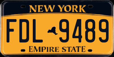 NY license plate FDL9489