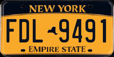NY license plate FDL9491
