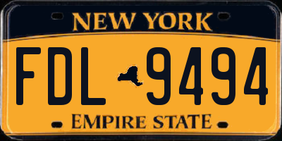 NY license plate FDL9494