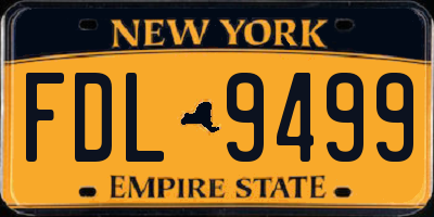 NY license plate FDL9499