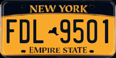 NY license plate FDL9501