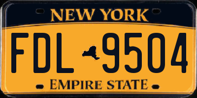 NY license plate FDL9504