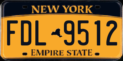 NY license plate FDL9512