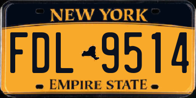 NY license plate FDL9514