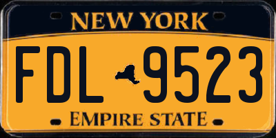 NY license plate FDL9523