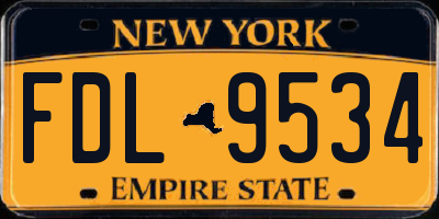 NY license plate FDL9534