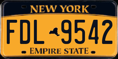 NY license plate FDL9542