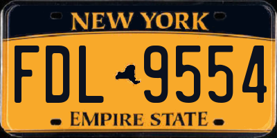 NY license plate FDL9554