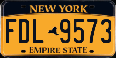 NY license plate FDL9573