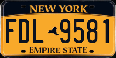 NY license plate FDL9581