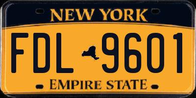 NY license plate FDL9601