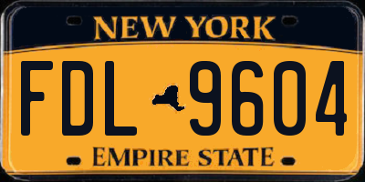 NY license plate FDL9604