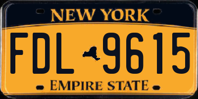 NY license plate FDL9615