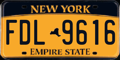 NY license plate FDL9616