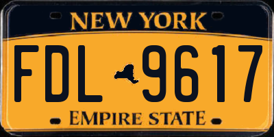 NY license plate FDL9617