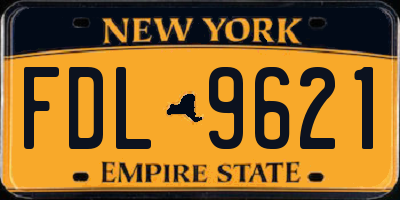 NY license plate FDL9621