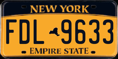 NY license plate FDL9633