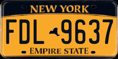 NY license plate FDL9637