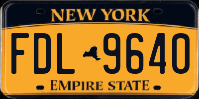 NY license plate FDL9640