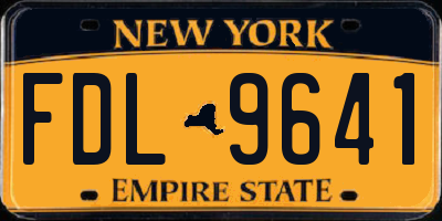 NY license plate FDL9641