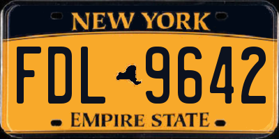 NY license plate FDL9642