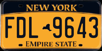 NY license plate FDL9643
