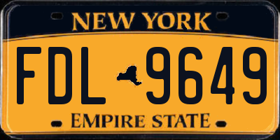 NY license plate FDL9649