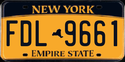 NY license plate FDL9661