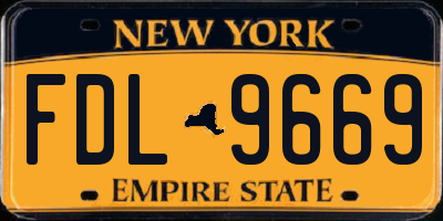 NY license plate FDL9669