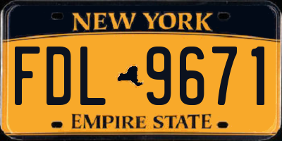 NY license plate FDL9671