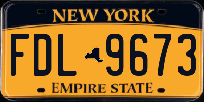 NY license plate FDL9673