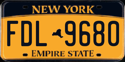 NY license plate FDL9680