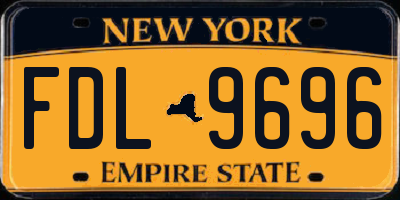 NY license plate FDL9696