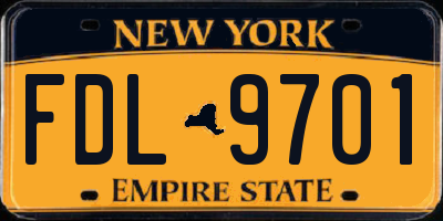 NY license plate FDL9701