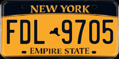 NY license plate FDL9705