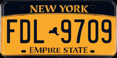 NY license plate FDL9709