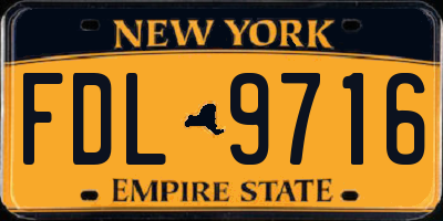 NY license plate FDL9716