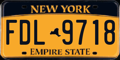 NY license plate FDL9718