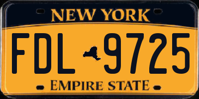 NY license plate FDL9725